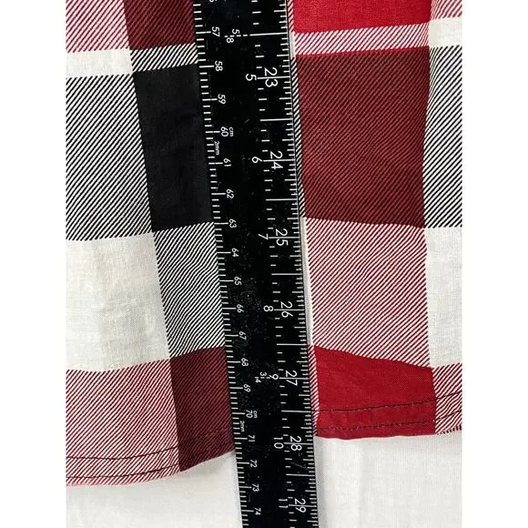 Vans men's black/red plaid button up long sleeve shirt, size M - Picture 8 of 9
